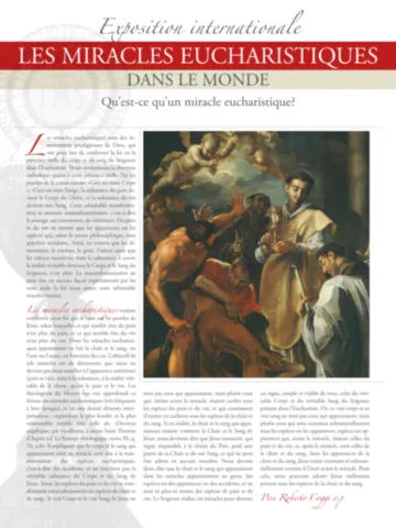 Qu'est-ce qu'un miracle eucharistique ? Qu'est-ce qu'un miracle eucharistique ?